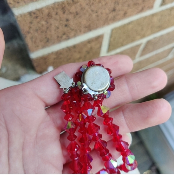 Vintage 1950ds Red AB Iridescent Crystal Neclace 24" - Picture 6 of 11
